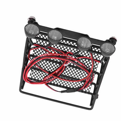 RC Car Roof Rack, LED Lights Durability Iron Axial Scx10 1/10 Rc Crawler Car (4 White)