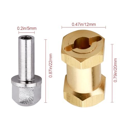 4PCS CrazyHobby Brass RC 12mm Wheel Hubs Extensions Wheel Spacers Hex Drive Adapter for 1/10 RC Crawler Axial SCX10 & SCX10 II 90046 D90 (20mm) - size: 20mm