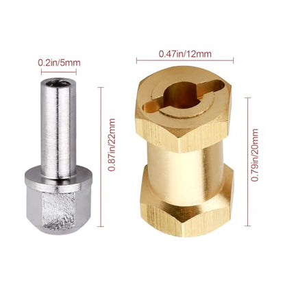 4PCS CrazyHobby Brass RC 12mm Wheel Hubs Extensions Wheel Spacers Hex Drive Adapter for 1/10 RC Crawler Axial SCX10 & SCX10 II 90046 D90 (20mm) - size: 20mm
