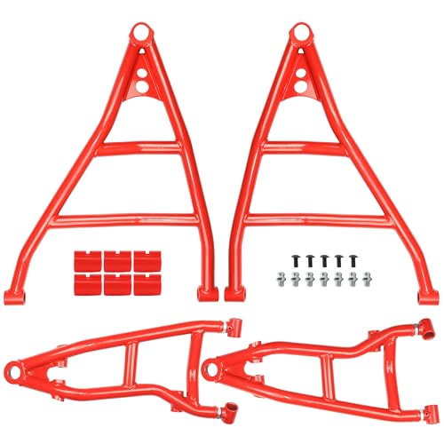 Front Upper & Lower A-Arms for 64" Can-Am Maverick X3 2017+ | 1.5" High Clearance Heavy-Duty 1.25" Steel Suspension Control Arm Kit, Fits X DS / X RC / X MR / MAX Models, Red - size: For 64" Can-Am, style: Front