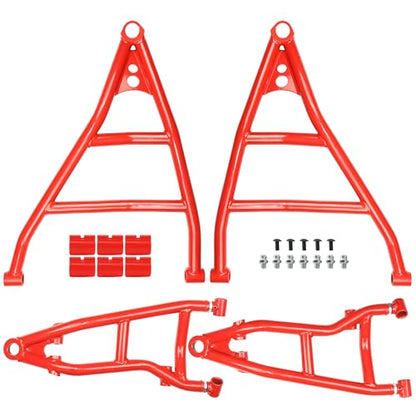 Front Upper & Lower A-Arms for 64" Can-Am Maverick X3 2017+ | 1.5" High Clearance Heavy-Duty 1.25" Steel Suspension Control Arm Kit, Fits X DS / X RC / X MR / MAX Models, Red - size: For 64" Can-Am, style: Front