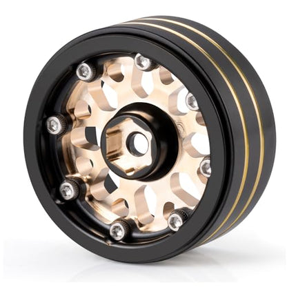 1.3" Brass Beadlock Wheel Hub Rims 207g Heavy Weight for 1/18 TRX4M 1/24 AXIAL SCX24 RC Crawler Car Upgrade Parts (Black) - color: Black