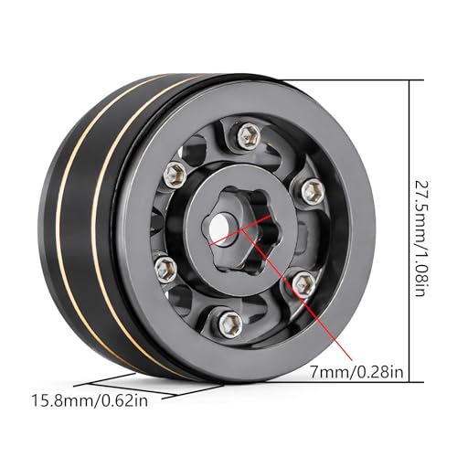 INJORA Brass 1.0 Beadlock Wheel- Negative Offset 3.15mm Wheels for 1/18 TRX4M SCX24 Gladiator Bronco C10 JLU Deadbolt Axial 1/24 Crawler(Grey) - color: Grey