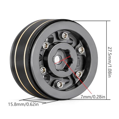 INJORA Brass 1.0 Beadlock Wheel- Negative Offset 3.15mm Wheels for 1/18 TRX4M SCX24 Gladiator Bronco C10 JLU Deadbolt Axial 1/24 Crawler(Grey) - color: Grey