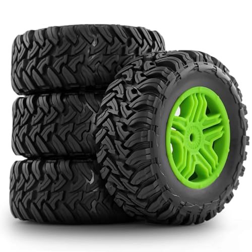 Parts For HuanQi 727 For Vkar 10sc For HPI For HSP 4pcs 110mm 1/10 Short Course Truck Tire Wheel Tyre 12mm Hex RC Car(Green) - color: Green