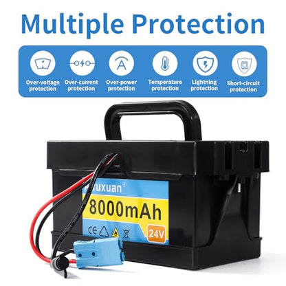 24V 8Ah Lithium Battery for Kids Ride-On Cars & Power Wheels, 25A BMS, 2A Charger,Compatible with Dynacraft Realtree 24V UTVs