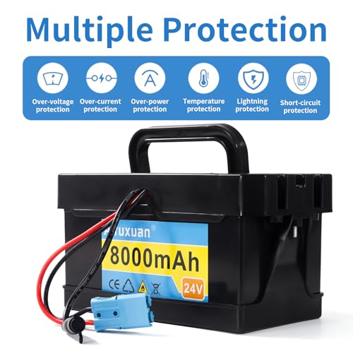 24V 8Ah Lithium Battery for Kids Ride-On Cars & Power Wheels, 25A BMS, 2A Charger,Compatible with Dynacraft Realtree 24V UTVs