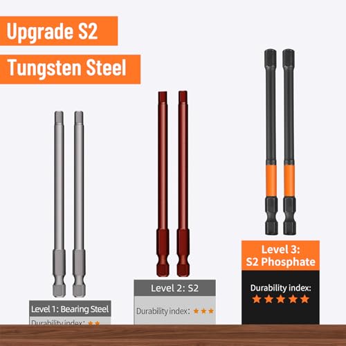 GRENPRO 11-Piece Allen Wrench Drill Bit Set, Metric, 4-Inch Impact Hex Bits | S2 Steel Bits with CNC-Machined Tips, Magnetic Fastener Retention, 1/4" Hex Shanks and a Storage Box for Organized Storage - size: 4" 11pcs(Metric)