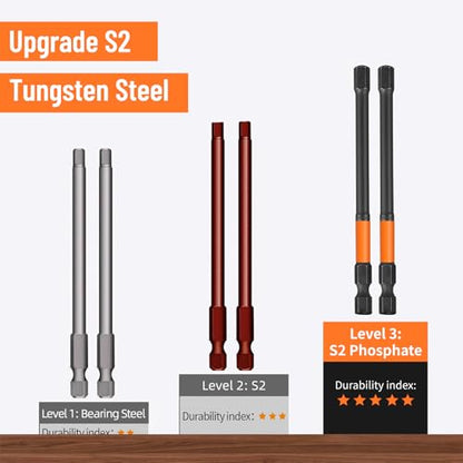GRENPRO 11-Piece Allen Wrench Drill Bit Set, Metric, 4-Inch Impact Hex Bits | S2 Steel Bits with CNC-Machined Tips, Magnetic Fastener Retention, 1/4" Hex Shanks and a Storage Box for Organized Storage - size: 4" 11pcs(Metric)