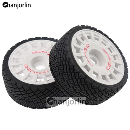 1/8 RC On Road Tires And Plastic Street Wheels 17mm Hex OD 3.94'' 1/7 Rally Racing Tyres For 1:8 1:7 Touring Street Drift Car Tamiya HPI WR8 HSP ARRMA Redcat Losi Kyosho GT2 VRX W10 (White) - color: White