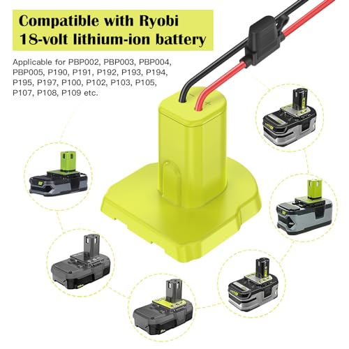 2 Pack Power Wheels Adapter for Ryobi 18V Battery, Converter Kit with Fuses & Wire Terminals & 12AWG Wire, Power Connector for DIY RC Car Toys and Ride On Truck - size: 2-Pack
