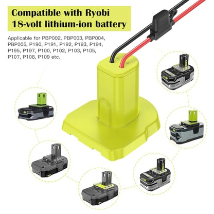 2 Pack Power Wheels Adapter for Ryobi 18V Battery, Converter Kit with Fuses & Wire Terminals & 12AWG Wire, Power Connector for DIY RC Car Toys and Ride On Truck - size: 2-Pack