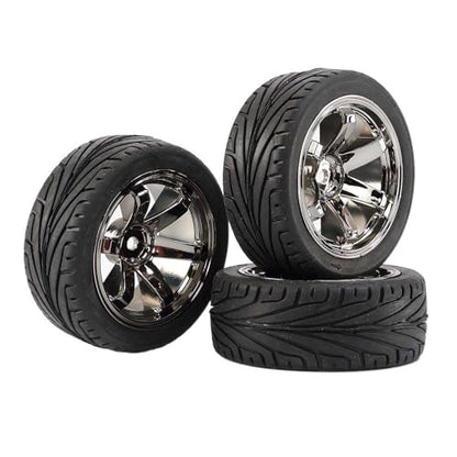 4PCS 1:10 RC Tires and Plastic Wheels Rims for 1/10 Scale On Road Touring Racing Drift Car HSP HPI Tamiya (Gray) - color: Gray