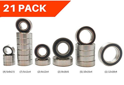 Apex RC Products Rubber Shielded Ball Bearing Set - Compatible with Traxxas Slash 4x4, Rally, & Telluride #2000R