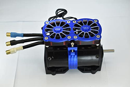 Aluminum 7075-T6 Motor Heatsink with Dual Metal Frame Cooling Fan and Adjustable Mount for 1:5 Arrma KRATON 8S BLX/Outcast 8S BLX/Traxxas X MAXX 6S / X MAXX 8S / 1:7 XO-01 - Blue
