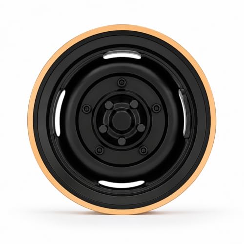 1.9" Aluminum Beadlock 4-Slot Road Wheels with Brass Weights for 1/10 RC Crawler Upgrade, Compatible with FMS FCX10, SCX10,TRX4,TRX6(2pcs) Black - color: Black