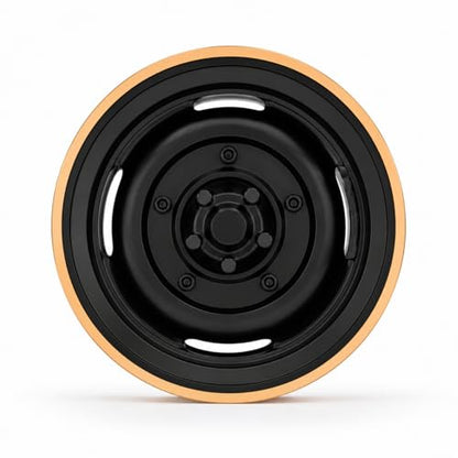 1.9" Aluminum Beadlock 4-Slot Road Wheels with Brass Weights for 1/10 RC Crawler Upgrade, Compatible with FMS FCX10, SCX10,TRX4,TRX6(2pcs) Black - color: Black