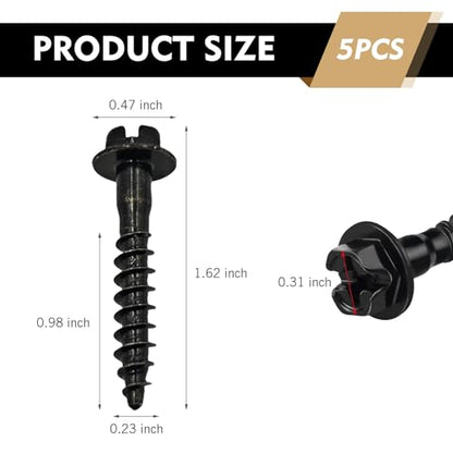 WZP 5PCS Air Box Bolt Screws, BAS01003 GM Air Box Cleaner Intake Retainer Screw, Replace for GM 6509605AA 11549031, Compatible with Dodge, Ram, Chevy (Black)