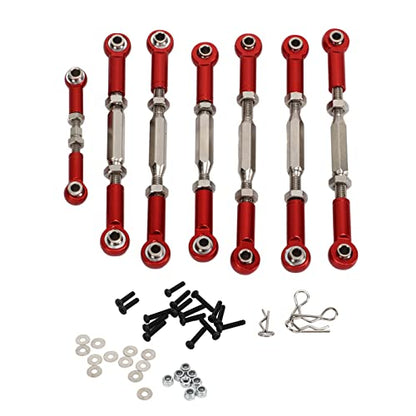 RC Car Push Rod Set, Aluminum Alloy Adjustable Turnbuckle Rod Linkage Upgrade Parts for Slash 1/10 Short Course (Red) - color: Red