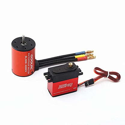 HUIOP Motor, Motor Combo Set 3650 4300KV Motor 60A Brushless ESC 25kg Servo w/ 25T Servo Arm for 1/10 RC Car Off-Road Truck