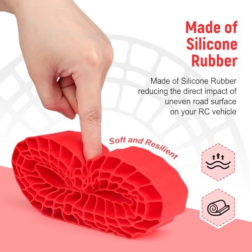Soft 2.2" Silicone Tire Inserts, 4‑Pack, Fits 132–134mm (5.25" OD) Crawler Tires, Waterproof Foam Replacement for 1/10 RC Crawlers, 125×45mm, Enhanced Traction & Sidewall Support (Red) - color: Red