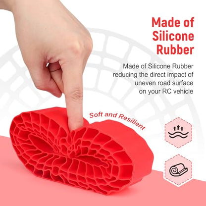 Soft 2.2" Silicone Tire Inserts, 4‑Pack, Fits 132–134mm (5.25" OD) Crawler Tires, Waterproof Foam Replacement for 1/10 RC Crawlers, 125×45mm, Enhanced Traction & Sidewall Support (Red) - color: Red