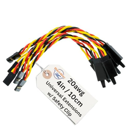 BackBayRC - 4in 20awg Male/Female w/Clip Universal Servo Extension - 5 Pack - style: 4in Male/Female Extension w/ Safety Clip