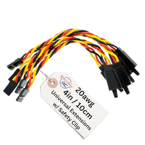 BackBayRC - 4in 20awg Male/Female w/Clip Universal Servo Extension - 5 Pack - style: 4in Male/Female Extension w/ Safety Clip