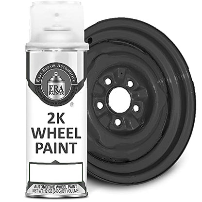 ERA Paints Black Wheel Paint With Omni-Curing Catalyst Technology - 2K Aerosol Glossy Finish With High Temp Resistance And Extreme Durability Against Color Fade And Chemicals Like Brake Fluid - color: Black 2K Spray Paint Only