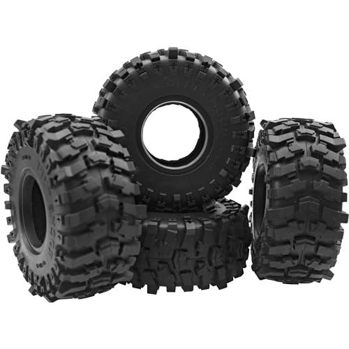 4PCS HIRCQOO 118 * 45mm 1.9" Rubber Tire RC Crawler Mud Tyres Tires Compatible with Axial SCX10 90046 Traxxas TRX4 Redcat Gen7 RBX10 1/10 RC Crawler Car