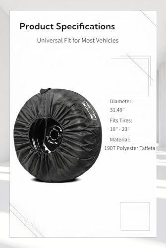 Spare Tire Cover, 31.49" Waterproof Dustproof Wheel Storage Bag with Carry Handle, Universal Portable Auto Wheel Protector, All Season Dustproof Tire Accessory (Black)