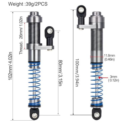 1/10 RC Aluminum Alloy Shocks Absorber – Adjustable 80-100mm Oil Damper for Crawler Car Axial SCX10 II 90046 Capra / TRX4 / Tamiya LCG / VS4-10 / D90 / Cheater Rigs (red) - color: red