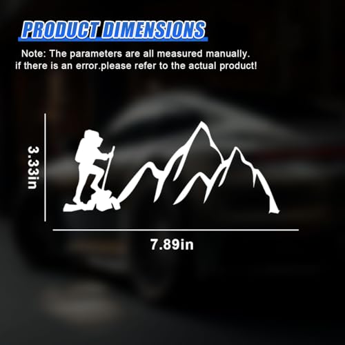 Craedli 2PCS Hiker Mountain Sticker Car Decal, 7.8"×3.3" Waterproof Vinyl Adventure Sticker, Outdoor Nature Hiking Car Window Bumper Decals for SUV Truck Auto Laptop (White) - color: White