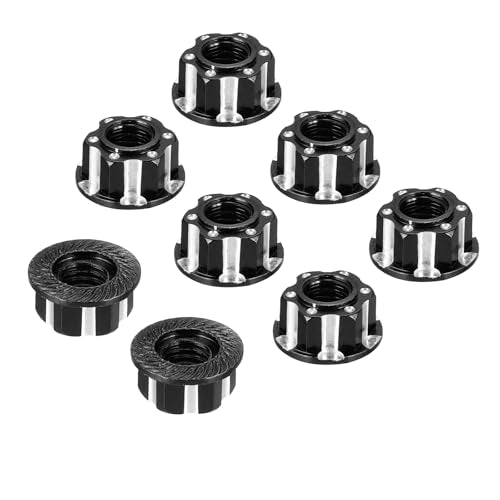 MECCANIXITY Hexagonal Nuts Aluminum M4 RC Wheel Carving Hex Nuts Dustproof Anti-Skid Mount Cap for 1/10 RC Model Car Trucks Off Road Car Upgraded Parts Pack of 8(Black) - color: Black