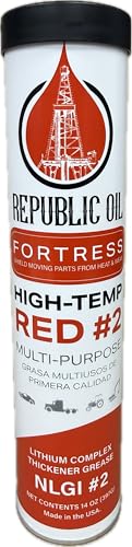 Republic Oil Red High Temp #2 Grease 120lb Lithium Complex Mult-Purpose | Chassis | Wheel Bearings | Tacky | EP2 | Extreme Pressure | 5th Wheels | Agriculture | Construction - size: 5 x 14 oz Tubes