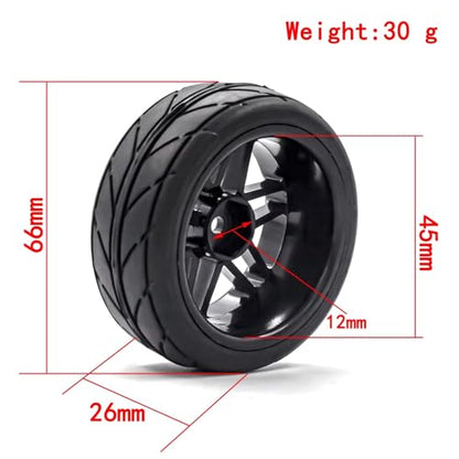 Rc Car Tyre Compatible with HSP for Tamiya for TT01 for TT02 for Sakura for Kyosho 1/10 RC Drift for Rally Car On-Road Solid Wheels Tires Hard Plastic