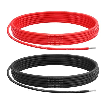 16 AWG Silicone Wire, 10 ft Red and 10 ft Black | Flexible fine-strand tinned copper cable with heat-resistant silicone insulation for batteries, RC and electronics wiring. - style: 16awg/20ft