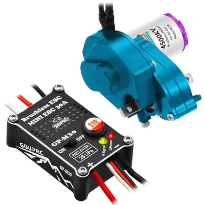 GOUPRC 1224 4500KV Brushless Outrunner Motor with Transmission & Upgrade 30A Brushless Esc for SCX24 RC Crawler Axial 1/24 RC Crawler Buggy - color: Blue Transmission