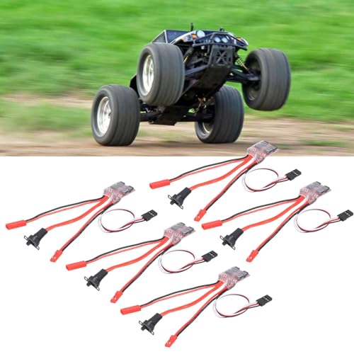 5Pcs 30A Brushed ESC with Brake, Dual Way Micro Speed Controller UBEC 5.7V 1A Forward Reverse 40A Peak ESC for 1/16 1/18 1/24 RC Car Boat Tank