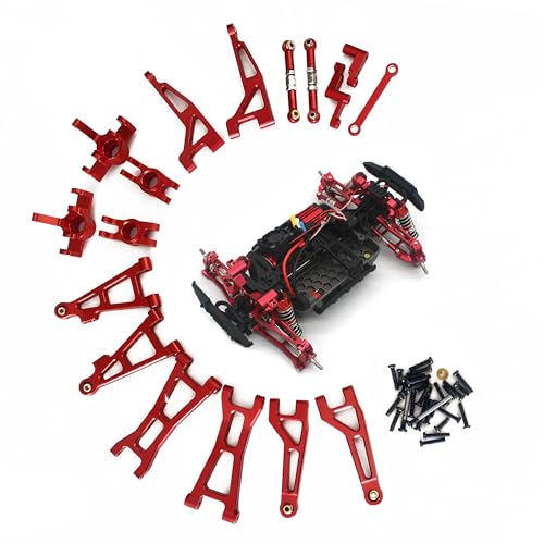Compatible with Hyper GO RC Car Parts, 1/16 Metal Upgrade Aluminum Accessories, Red Replacement Parts kit for H16BM H16GT H16DR H16PL BEZGAR HP163S HP161 Jetwood JC16EP HAIBOXING 16889 16890A - color: Red