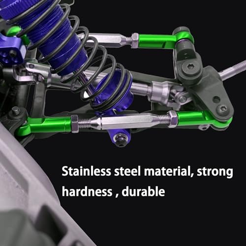 (2025 Upgrade Parts) Stainless Steel Adjustable Turnbuckles Set/Camber Links with Rod Ends Set for 1/10 Traxxas Slash 4X4 2WD /Rustler 2WD 4X4/Hoss 2WD 4X4/ Stampede 2WD 4X4/ Upgrades(Green)