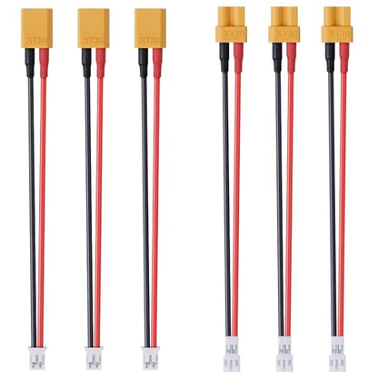 6PCS XT30 to JST PH2.0 Connector Plug Cable, XT30 Male Female Adapter Conversion Cable Wire 22AWG 10cm jst PH 2.0 Connector kit for RC Battery Plugs - size: XT30-JST 10cm 22AWG