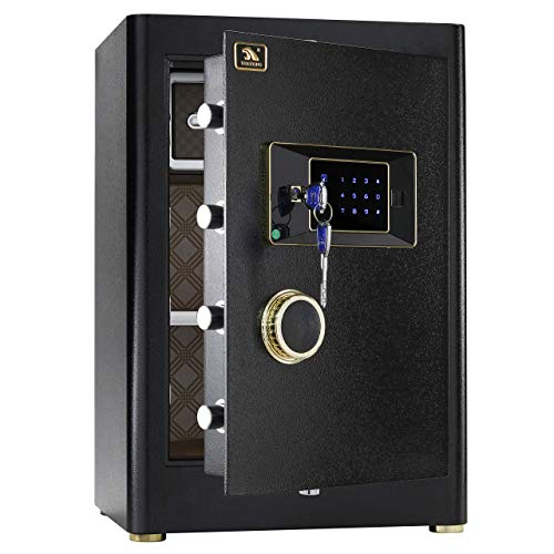 TIGERKING Home Safe 2.05 Cu Ft, 59.5 lb Heavy-Duty Steel Safe | Touchscreen Digital Lock, Inner Lock Box, Adjustable Shelf, Bedroom & Home Office Use, Jewelry & Document Storage - color: Black, size: 2.05 Cu Ft