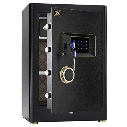 TIGERKING Home Safe 2.05 Cu Ft, 59.5 lb Heavy-Duty Steel Safe | Touchscreen Digital Lock, Inner Lock Box, Adjustable Shelf, Bedroom & Home Office Use, Jewelry & Document Storage - color: Black, size: 2.05 Cu Ft