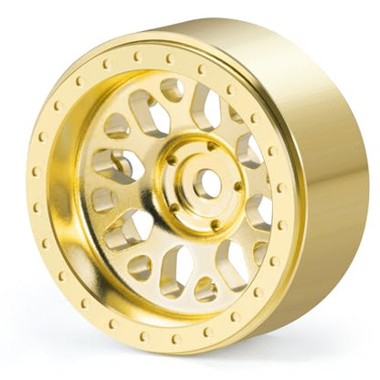 1.3" Brass Beadlock Wheel Hub Rims Heavy Weight for 1/18 TRX4M 1/24 AXIAL SCX24 RC Crawler Car Upgrade Parts (Gold) - color: Gold
