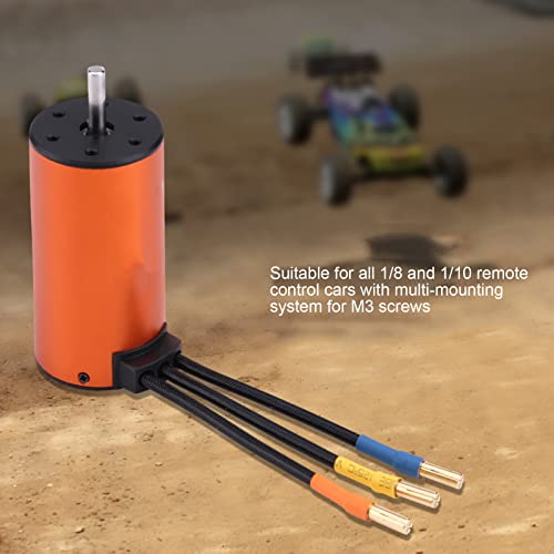RC Car Motor Sensorless Brushless 3670 1900KV Four Pole Copper Winding 5mm Shaft 4mm Banana Plug for 1 8 1 10 Scale RC Truck Buggy Racing Upgrade