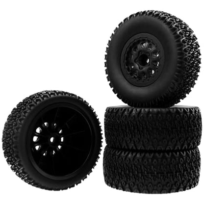 4PCS 1/10 Short Course Truck Tires & Wheels Plastic Rims OD109mm Compatible with Traxxas Slash 2WD/4WD Losi Tenacity HPI Redcat Blackout Tamiya Kyosho 1/10 RC Short Course Truck,10-Holes