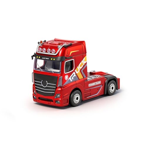 1/64 Scale 4WD RC Container Truck, 2.4GHz Proportional Semi Trailer RTR/Red | ABS Construction, Independent Trailer Control, Light & Sound, Collectors and Hobbyists, Indoor Display, Racing Wheels Include