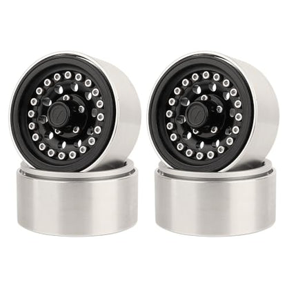 1/10 RC Crawler 4Pcs 1.9 Inch Beadlock Wheel Hub Rim Rims Aluminum Alloy for TRX4 TRX6 Axial SCX10 III AXI03007 GRT EX86190 RedCat,Five Hole nut (Black) - color: Black