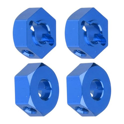12mm Wheel Hex Hubs 5mm Axle Hole, Drive Adapter Set w/ M4 Flange Lock Nuts for 1/10 1/12 RC Car Truck Buggy, Compatible with Traxxas Tamiya Redcat Axial (Blue) - color: Blue